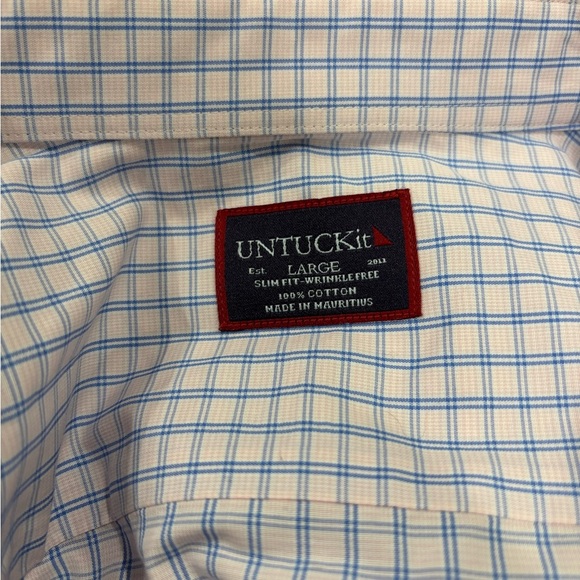 UNTUCKIT • Men’s Mackinnon Slim Fit Wrinkle Free Button Down Shirt in Pin Size L - Picture 5 of 7
